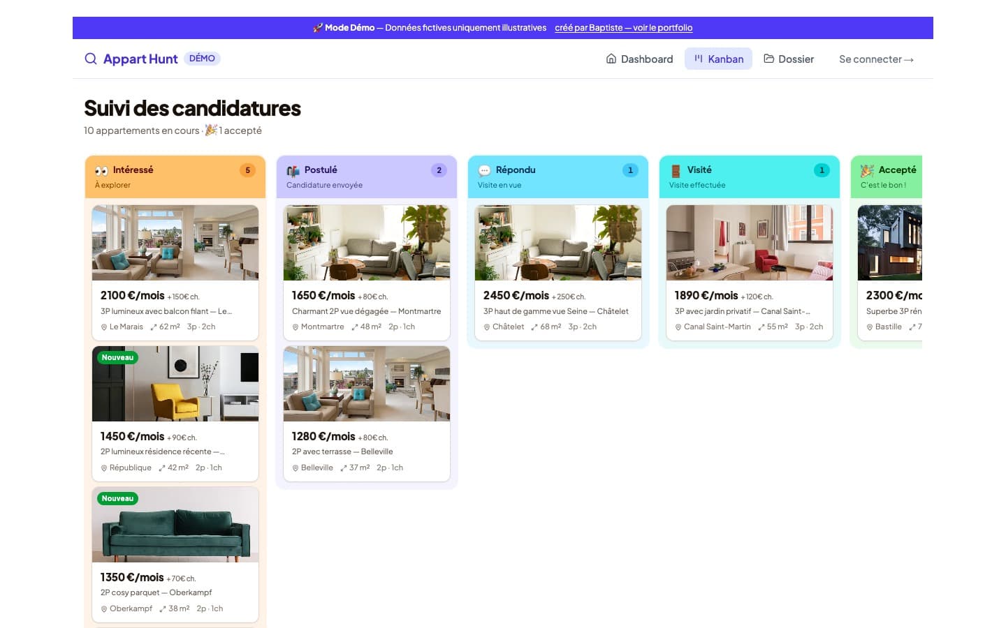 Kanban — tracking apartments through the search pipeline