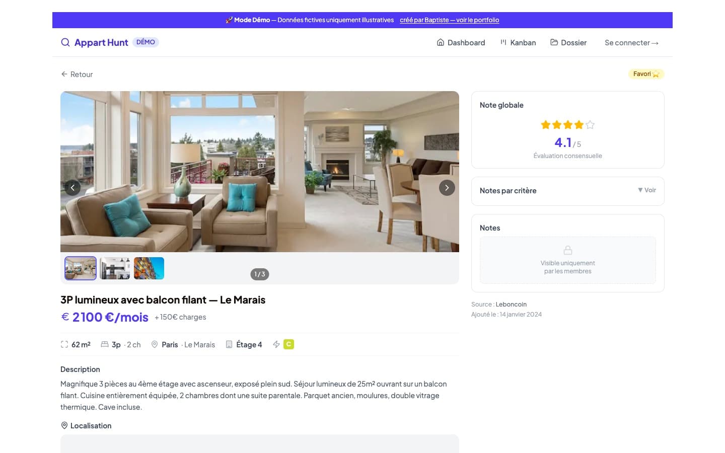 Apartment detail — full listing view